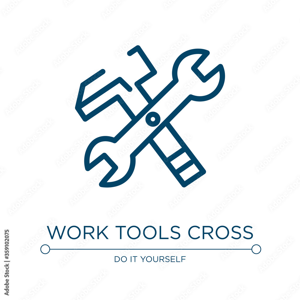 Poster work tools cross icon. linear vector illustration from work tools collection. outline work tools cro