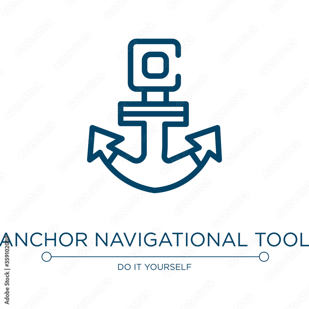 Poster anchor navigational tool icon. linear vector illustration from work tools collection. outline anchor