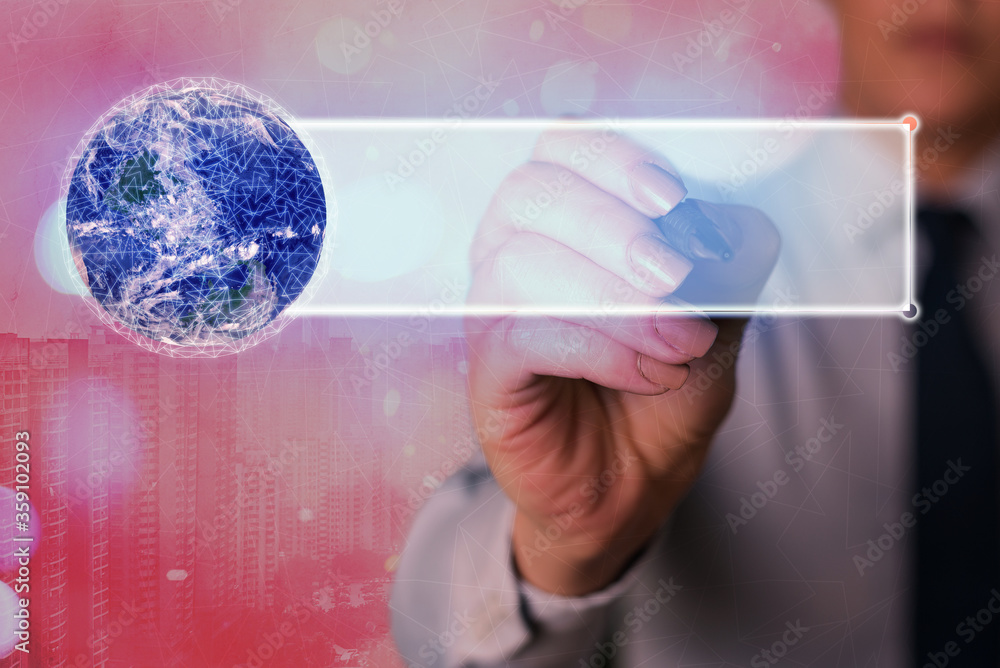 Poster digital image of distant solar system showing global technology networks. elements of this image fur