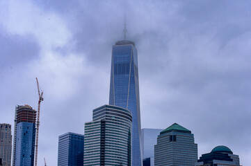 Fototapeta na wymiar One World Center, Downtown of Manhattan on a cloudy day, NY, United Sates of America