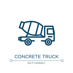 Concrete truck icon. Linear vector illustration from construction collection. Outline concrete truck icon vector. Thin line symbol for use on web and mobile apps, logo, print media.