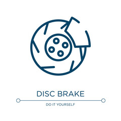 Obraz premium Disc brake icon. Linear vector illustration from work tools collection. Outline disc brake icon vector. Thin line symbol for use on web and mobile apps, logo, print media.