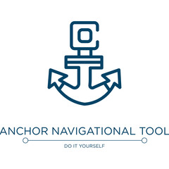 Anchor navigational tool icon. Linear vector illustration from work tools collection. Outline anchor navigational tool icon vector. Thin line symbol for use on web and mobile apps, logo, print media.