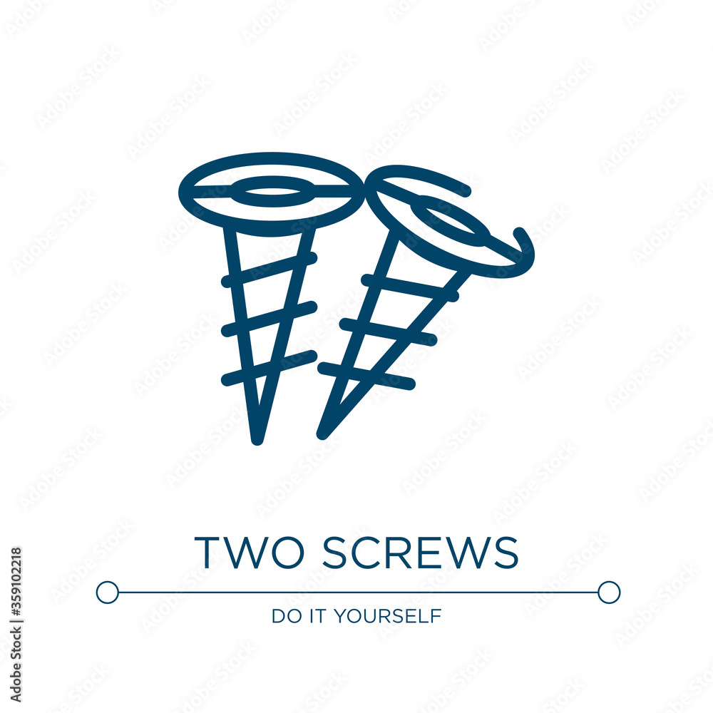 Poster two screws icon. linear vector illustration from constructicons collection. outline two screws icon 