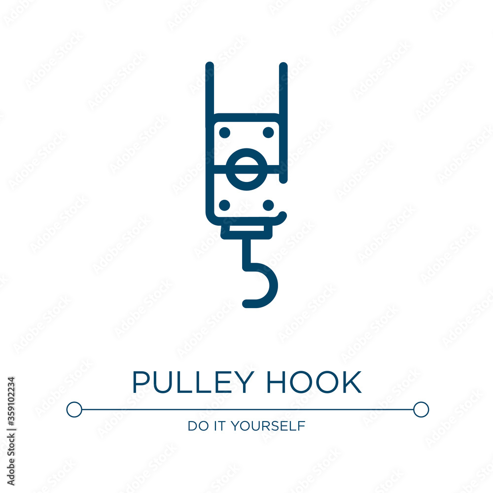 Poster pulley hook icon. linear vector illustration from constructicons collection. outline pulley hook ico