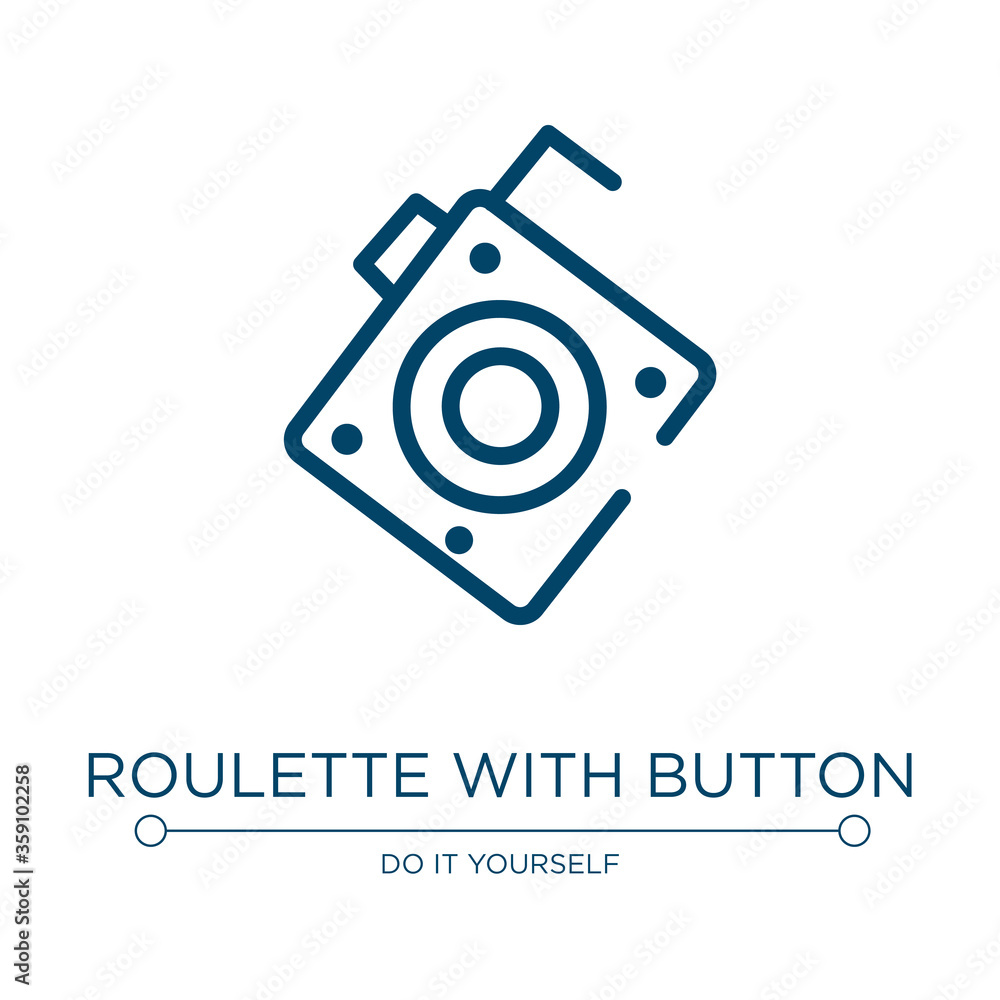 Poster roulette with button icon. linear vector illustration from tools and machinery collection. outline r