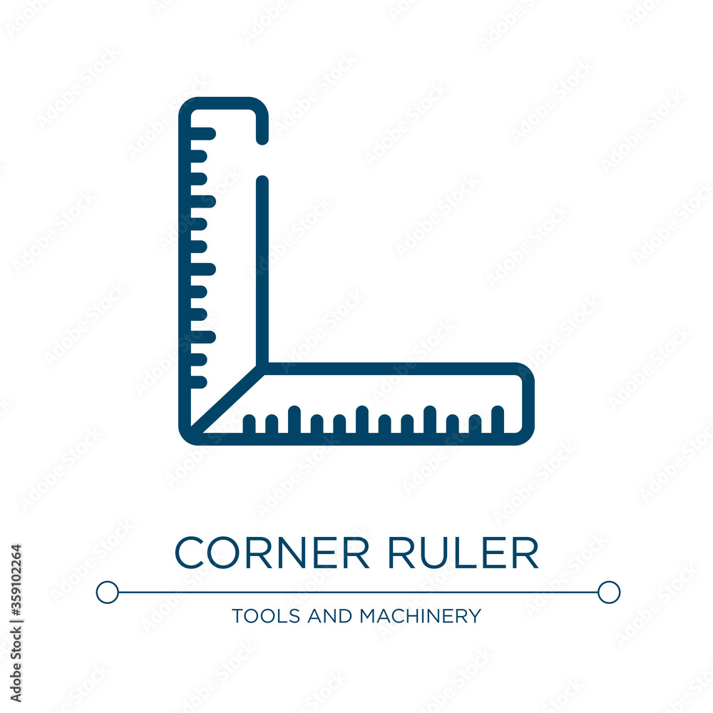 Poster corner ruler icon. linear vector illustration from tools and machinery collection. outline corner ru