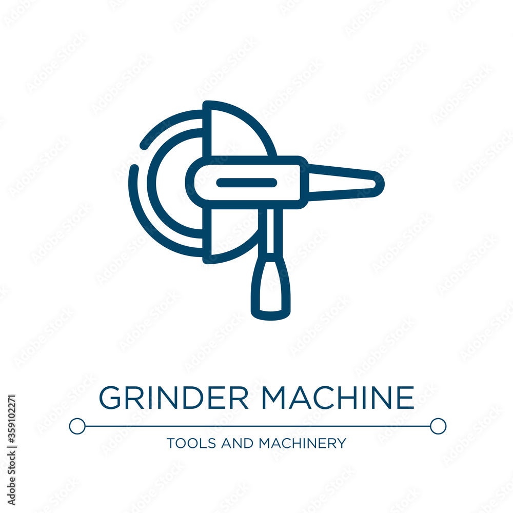 Poster grinder machine icon. linear vector illustration from tools and machinery collection. outline grinde