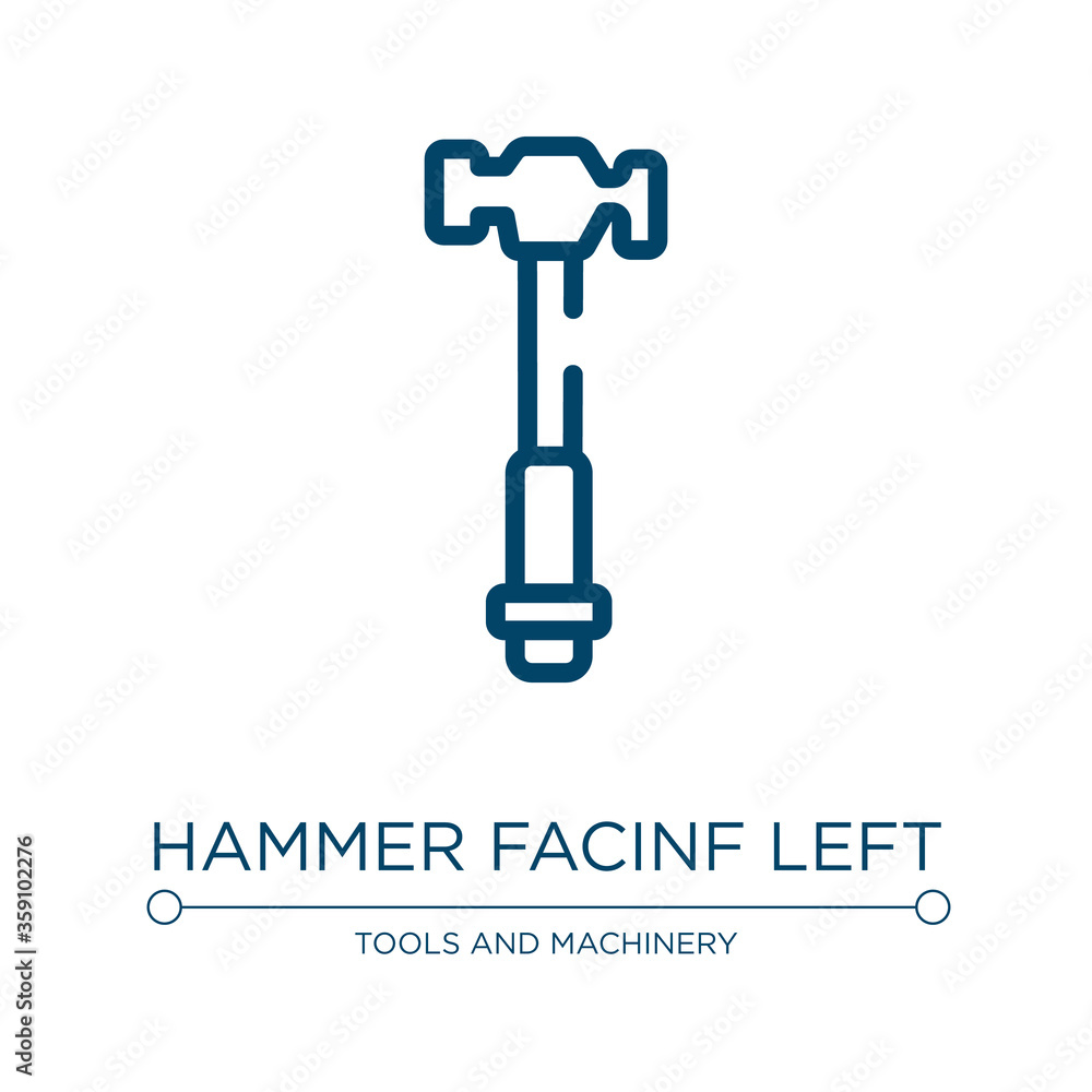 Poster hammer facinf left icon. linear vector illustration from tools and machinery collection. outline ham