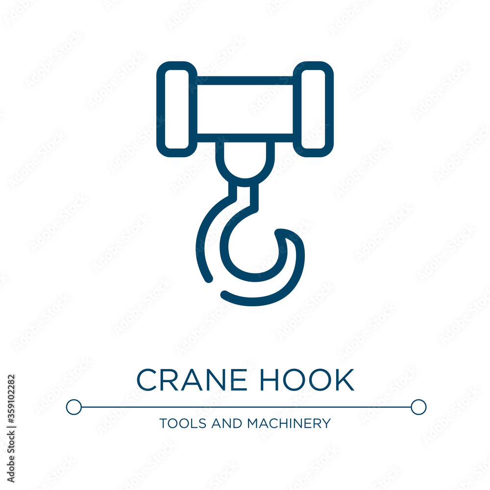 Poster crane hook icon. linear vector illustration from tools and machinery collection. outline crane hook 