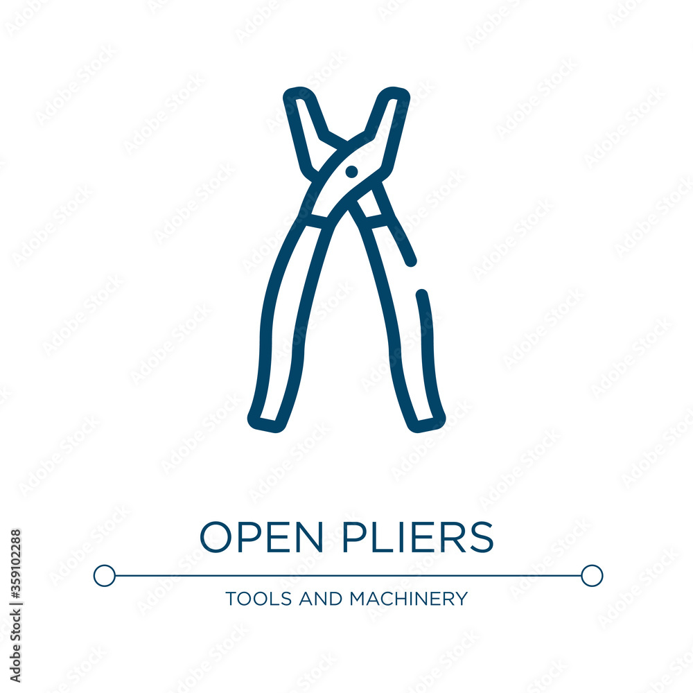 Poster open pliers icon. linear vector illustration from tools and machinery collection. outline open plier
