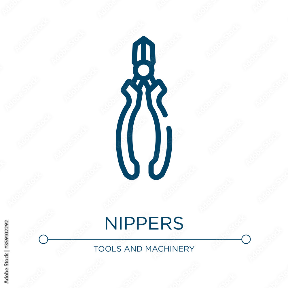 Poster nippers icon. linear vector illustration from tools and machinery collection. outline nippers icon v