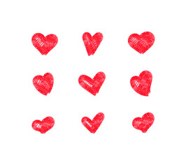 Doodle hearts, hand drawn love heart collection.