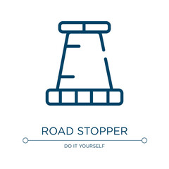 Road stopper icon. Linear vector illustration from constructicons collection. Outline road stopper icon vector. Thin line symbol for use on web and mobile apps, logo, print media.