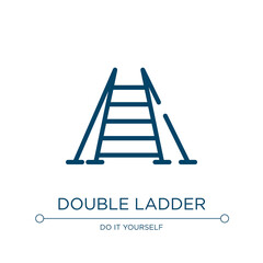 Double ladder icon. Linear vector illustration from constructicons collection. Outline double ladder icon vector. Thin line symbol for use on web and mobile apps, logo, print media.