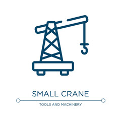 Small crane icon. Linear vector illustration from tools and machinery collection. Outline small crane icon vector. Thin line symbol for use on web and mobile apps, logo, print media.