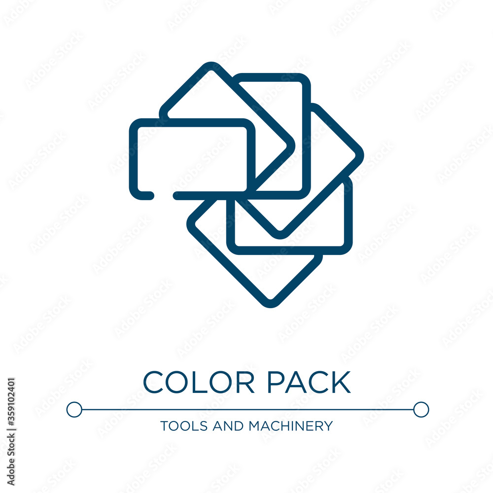 Poster color pack icon. linear vector illustration from construction line craft collection. outline color p