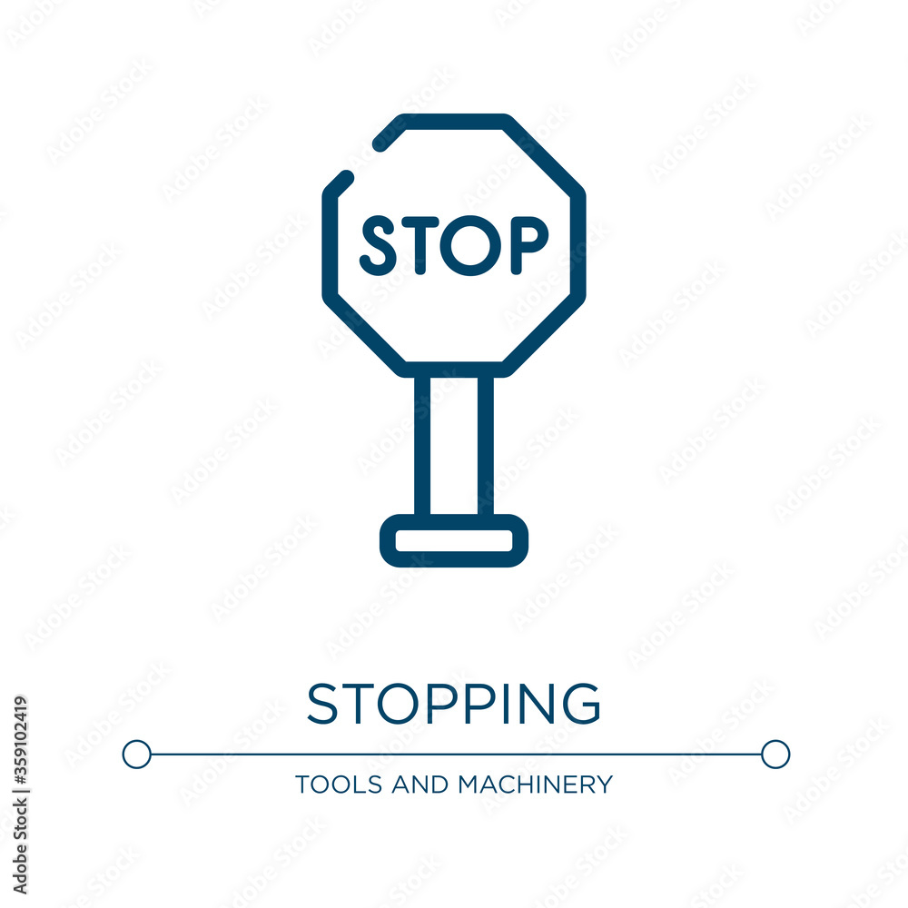 Poster stopping icon. linear vector illustration from construction elements collection. outline stopping ic