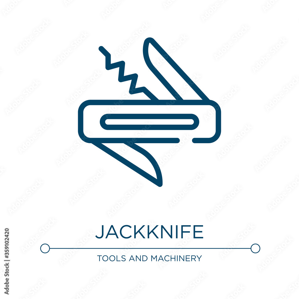 Poster jackknife icon. linear vector illustration from construction elements collection. outline jackknife 