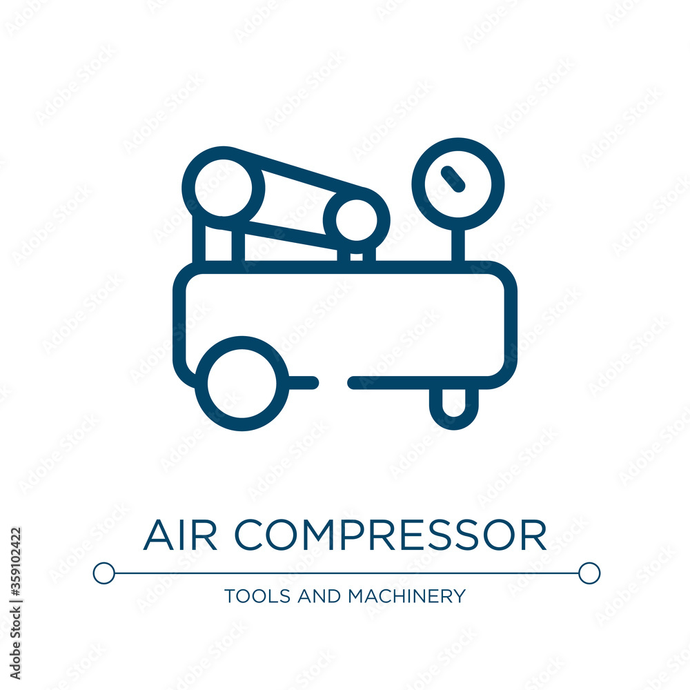 Poster air compressor icon. linear vector illustration from construction tools collection. outline air comp