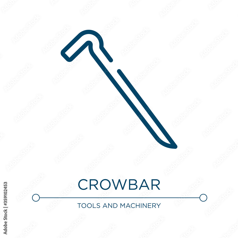 Poster crowbar icon. linear vector illustration from tools collection. outline crowbar icon vector. thin li