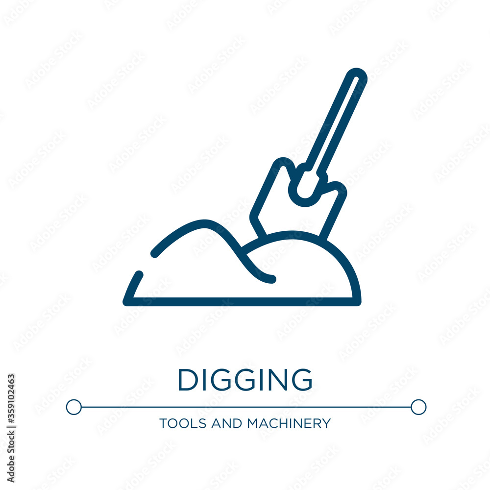 Poster digging icon. linear vector illustration from building collection. outline digging icon vector. thin