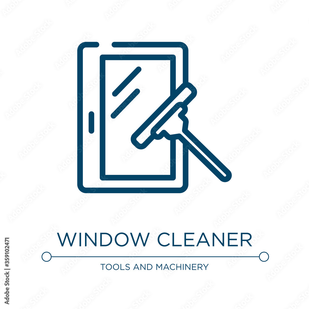 Poster window cleaner icon. linear vector illustration from housekeeping collection. outline window cleaner