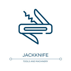 Jackknife icon. Linear vector illustration from construction elements collection. Outline jackknife icon vector. Thin line symbol for use on web and mobile apps, logo, print media.