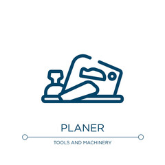 Planer icon. Linear vector illustration from construction tools collection. Outline planer icon vector. Thin line symbol for use on web and mobile apps, logo, print media.