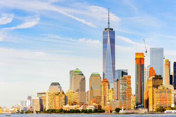 It's Beautiful evening view of the Lower Manhattan, New York City, United States of America