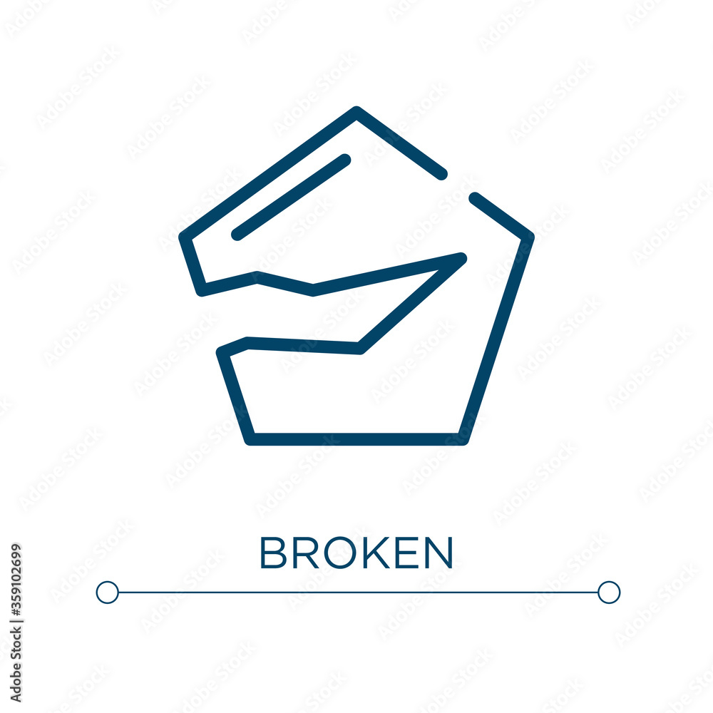 Poster broken icon. linear vector illustration. outline broken icon vector. thin line symbol for use on web