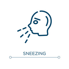 Sneezing icon. Linear vector illustration. Outline sneezing icon vector. Thin line symbol for use on web and mobile apps, logo, print media.