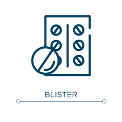 Blister icon. Linear vector illustration. Outline blister icon vector. Thin line symbol for use on web and mobile apps, logo, print media.