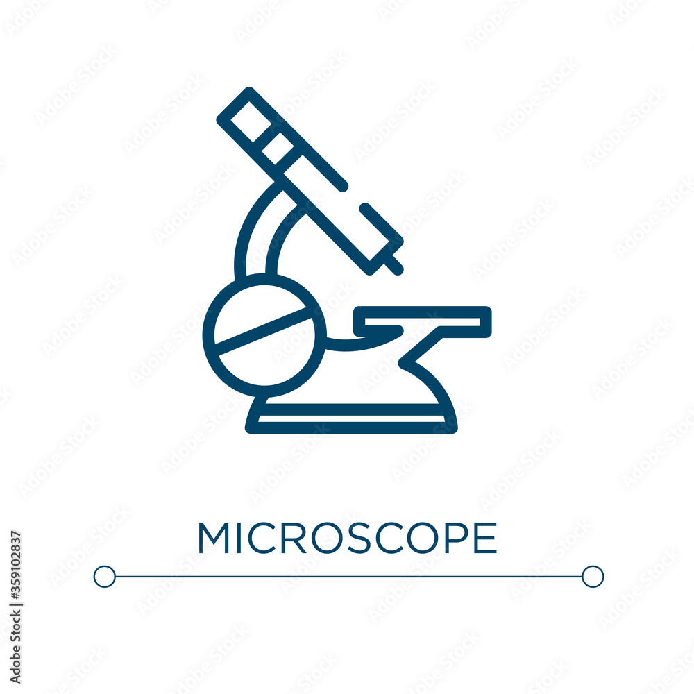 Poster microscope icon. linear vector illustration. outline microscope icon vector. thin line symbol for us