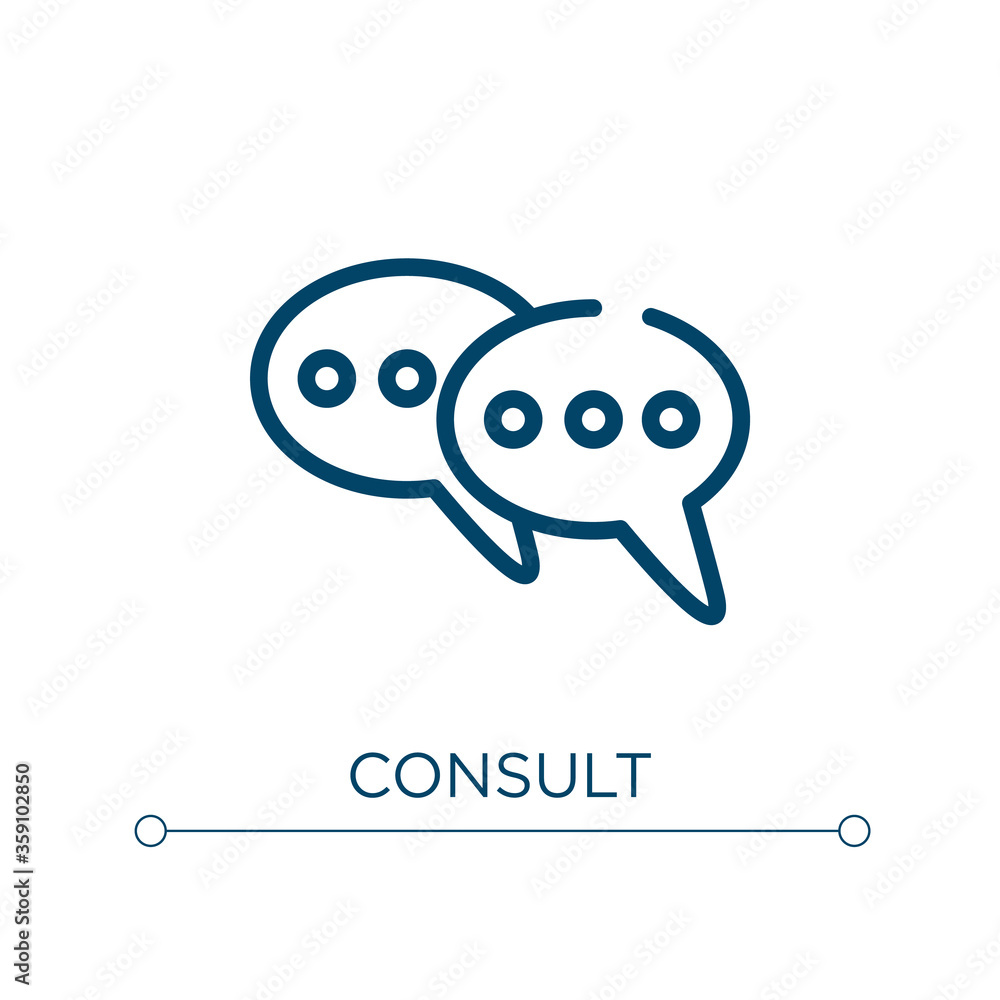 Poster consult icon. linear vector illustration. outline consult icon vector. thin line symbol for use on w