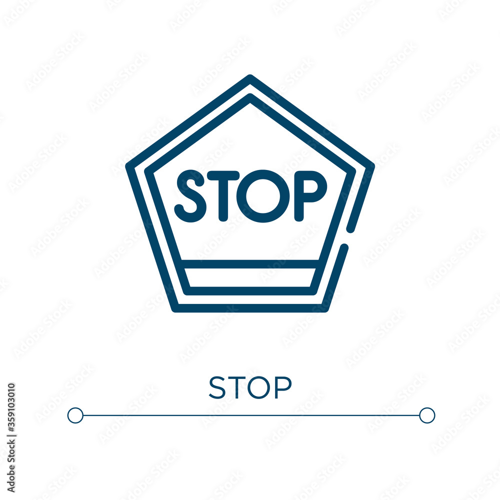 Poster stop icon. linear vector illustration. outline stop icon vector. thin line symbol for use on web and