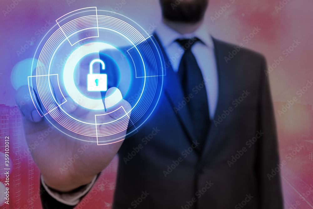 Poster graphics padlock for web data information security application system