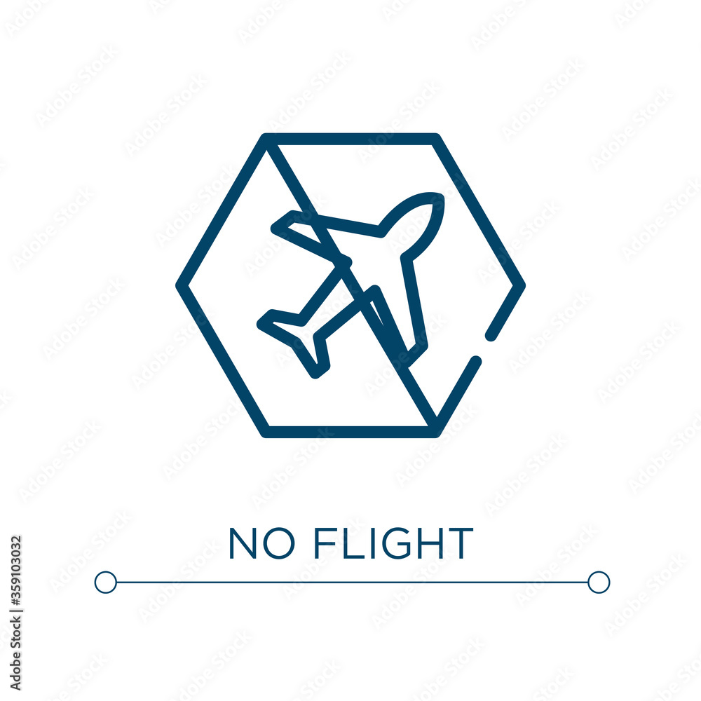 Poster no flight icon. linear vector illustration. outline no flight icon vector. thin line symbol for use 