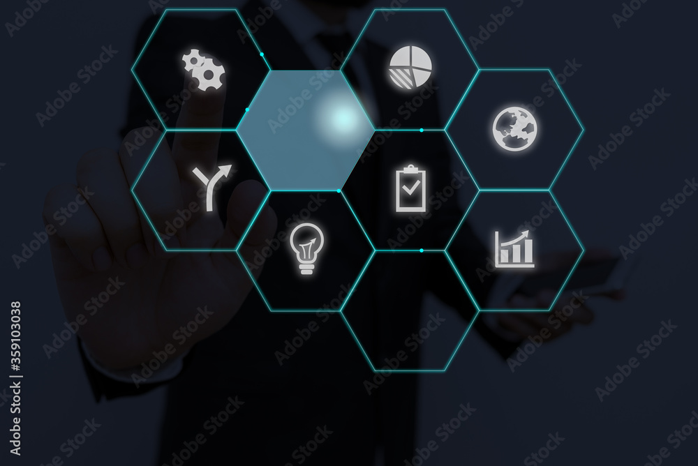 Aufkleber grids and different set up of the icons latest digital technology concept