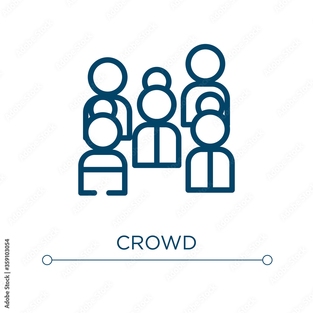 Aufkleber crowd icon. linear vector illustration. outline crowd icon vector. thin line symbol for use on web a