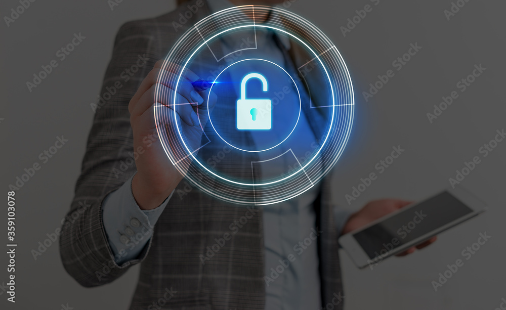 Poster graphics padlock for web data information security application system