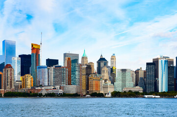 Obraz premium Beautiful evening view of the Lower Manhattan, New York City, United States of America
