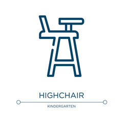 Highchair icon. Linear vector illustration from kindergarten collection. Outline highchair icon vector. Thin line symbol for use on web and mobile apps, logo, print media.