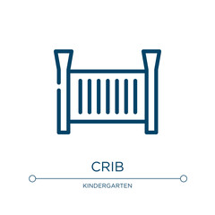 Crib icon. Linear vector illustration from kindergarten collection. Outline crib icon vector. Thin line symbol for use on web and mobile apps, logo, print media.