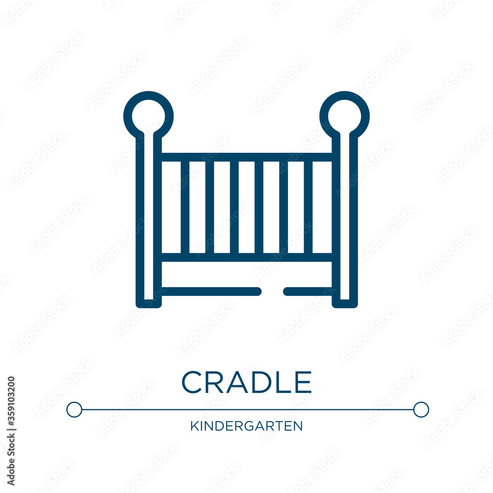 Poster cradle icon. linear vector illustration from university collection. outline cradle icon vector. thin
