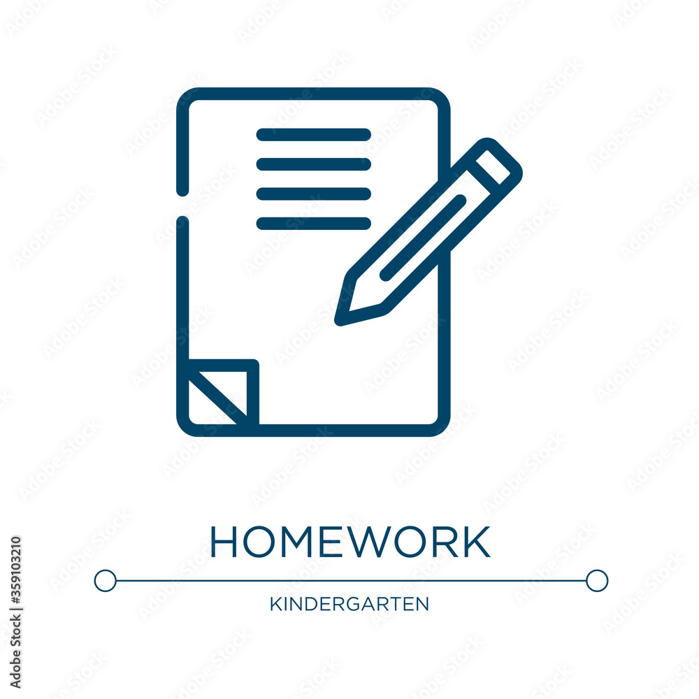 Poster homework icon. linear vector illustration from high school collection. outline homework icon vector.