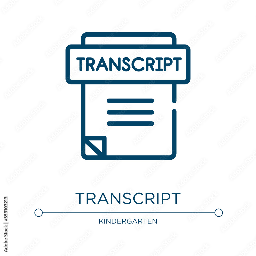 Poster transcript icon. linear vector illustration from high school collection. outline transcript icon vec
