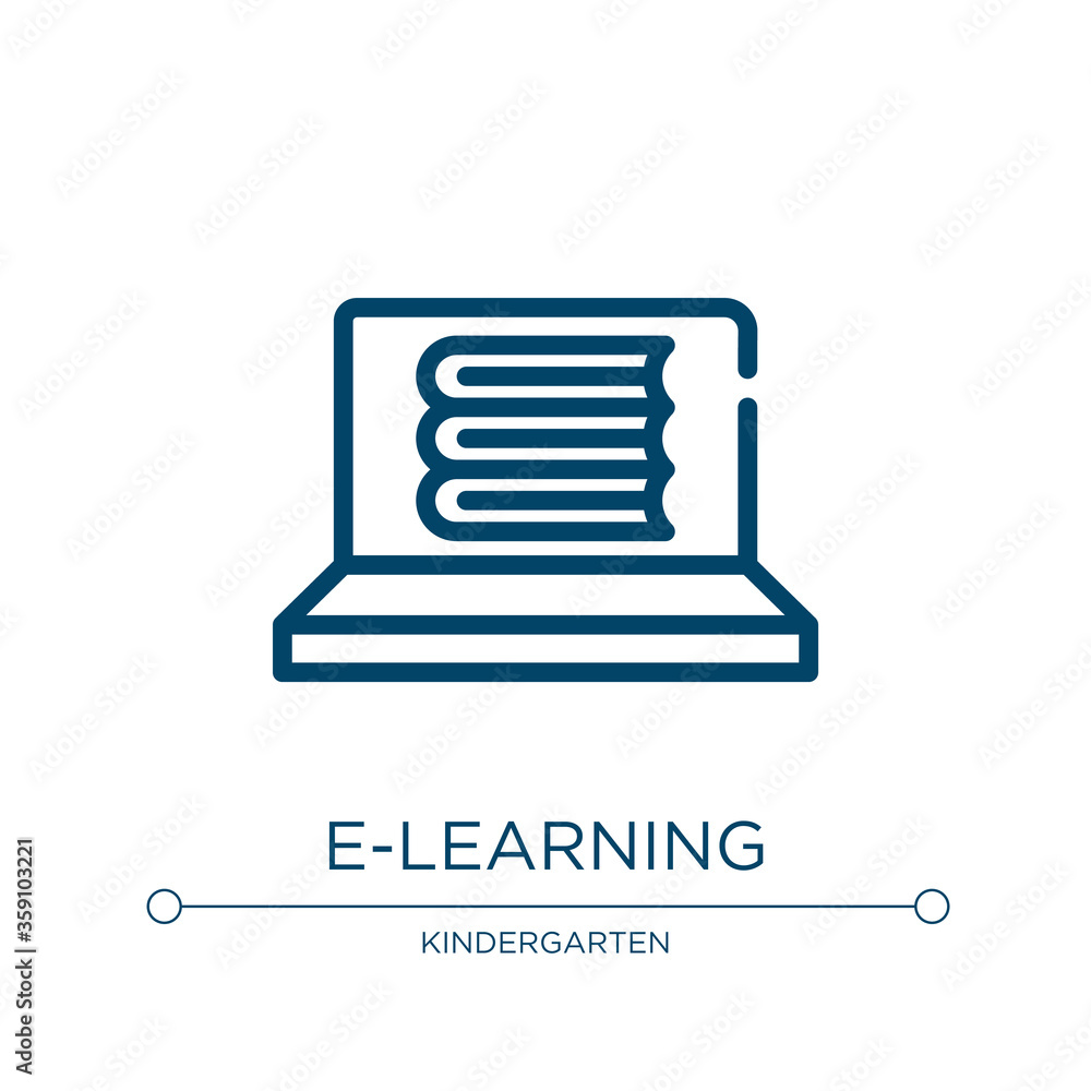 Poster E-learning icon. Linear vector illustration from e learning collection. Outline e-learning icon vector. Thin line symbol for use on web and mobile apps, logo, print media.
