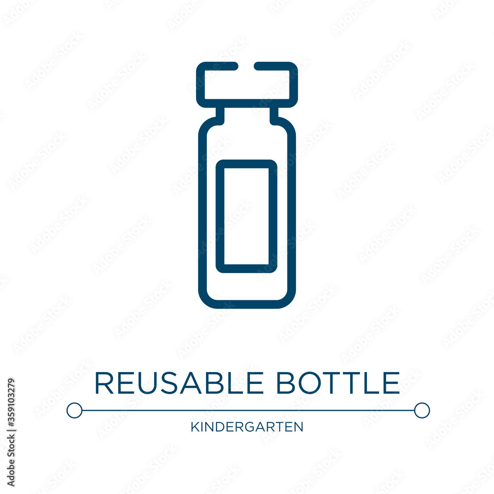 Poster reusable bottle icon. linear vector illustration from sports collection. outline reusable bottle ico