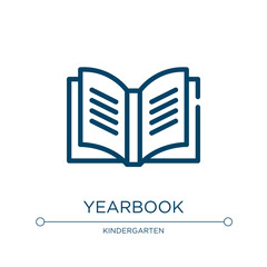 Yearbook icon. Linear vector illustration from high school collection. Outline yearbook icon vector. Thin line symbol for use on web and mobile apps, logo, print media.